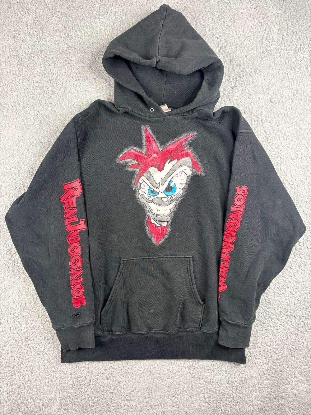 Vintage Fruit Of The Loom Pullover Hoodie Men Large Black 2000 ICP Real Juggalos